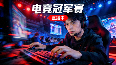 直播视频《电竞冠军赛》封面 - 电竞选手在比赛中专注操作的场景